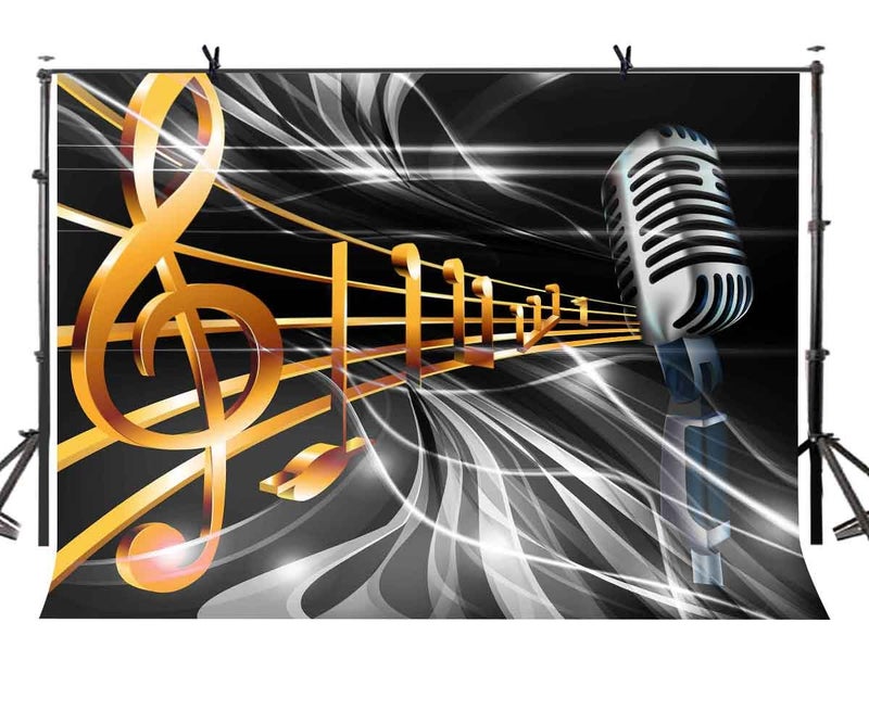 LYLYCTY 7x5ft Dream Music Backdrop Dream Music Symbol Microphone Photography Background and Dream Music Party Backdrop Props LYLX285 - Image 1
